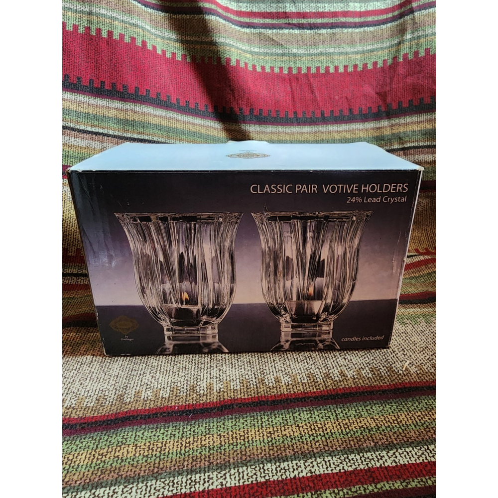 Shannon‎ Crystal By Godinger Pair Of Voltive Tealight Candle Holders